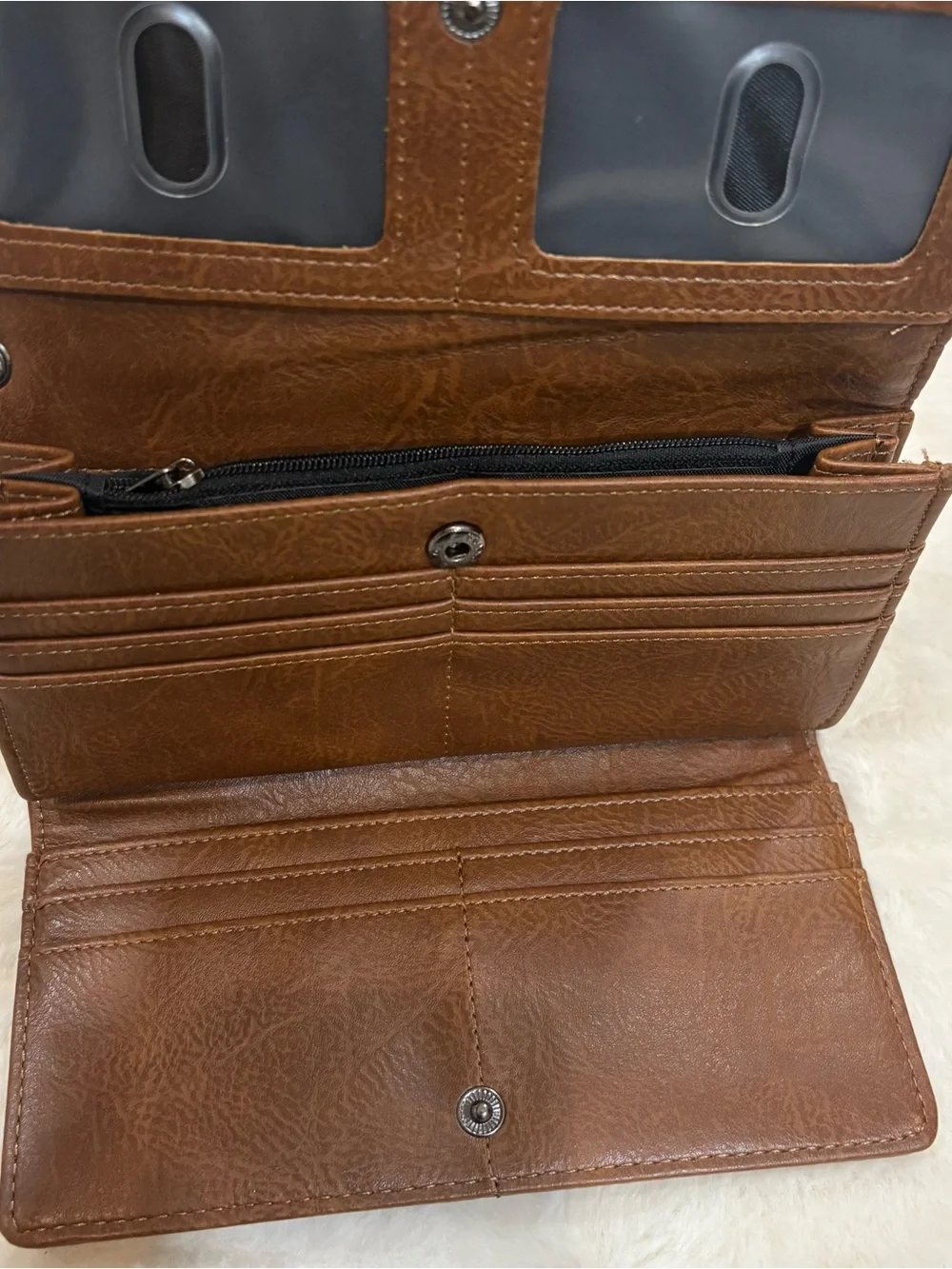 Sam & Hadley Brown Embossed Studded Wristlet Clutch